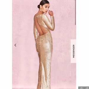 House Of CB, 'Rosa' Gold Sequin Backless Gown, Size XS